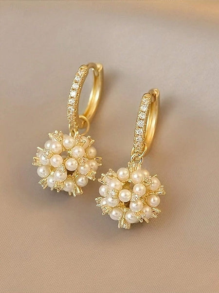 - String Gold Imitation Pearl Plated Women's Earrings FashionChic