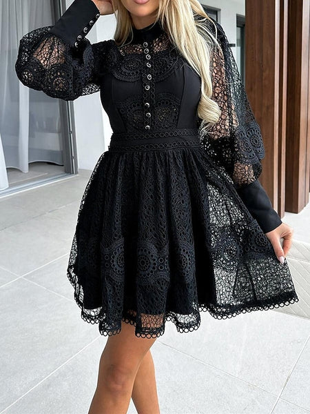 Women's Mini Dress White Dress Lace Dress Casual Dress A