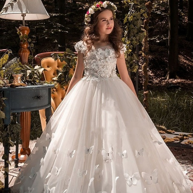 Solid Communion Kids First Girls' Flower Girl Dress FashionChic