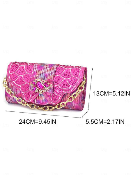 Clutch Women's Gold Matching Slingback and Heels Rhinestone FashionChic