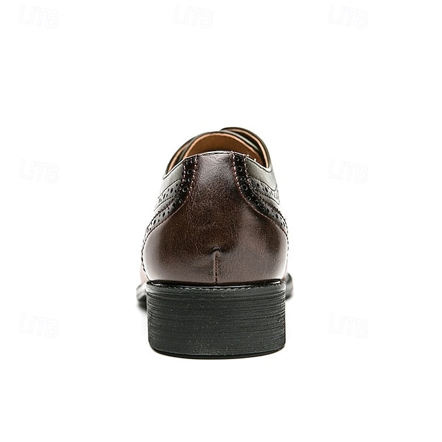 Black – Wingtip Brown Leather Oxford Faux Men's and Shoes FashionChic
