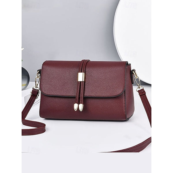 Burgundy Bags in Crossbody Leather Black Women's Faux and FashionChic