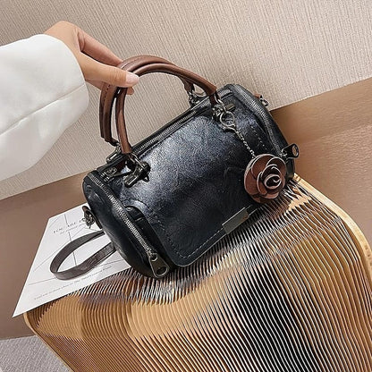 Handbag Vintage-Style Faux Leather Floral Women's with FashionChic