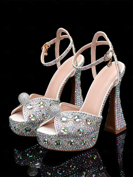 Crystal-Embellished Platform with Women's Sandals Glamorous FashionChic