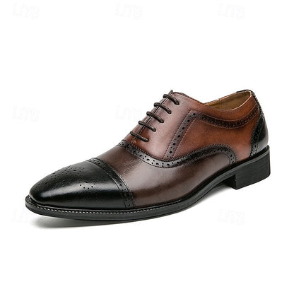 Men's Faux Shoes Leather Brown Oxford Wingtip – Black and FashionChic