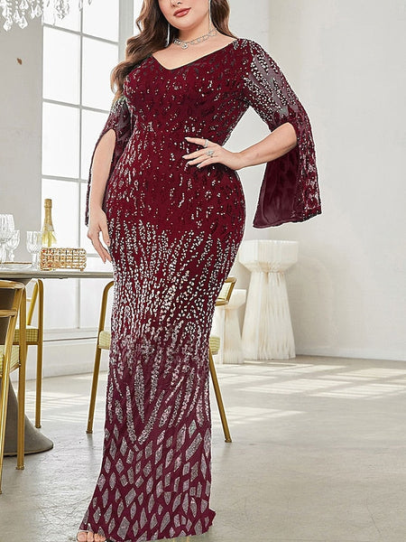 Curve Plus of the Party V Bride Mother Size Dress Elegant FashionChic