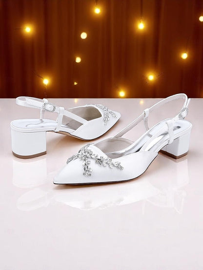 Slingback Heels Satin Black Women's FashionChic