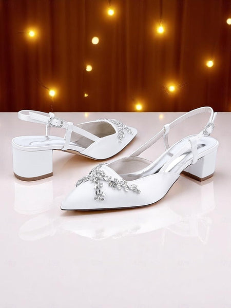 Black Satin Slingback Women's Heels FashionChic