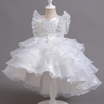 Asymmetrical Party Floral Dress Girls' Kids FashionChic