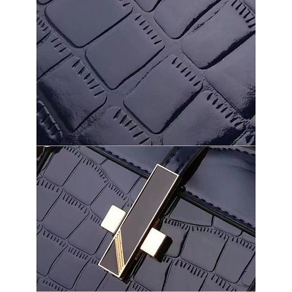 Faux - Croc Patent Women's Handbag Leather Burgundy FashionChic