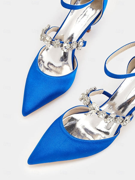 - Satin Embellishments Rhinestone Black Women's with Heels FashionChic