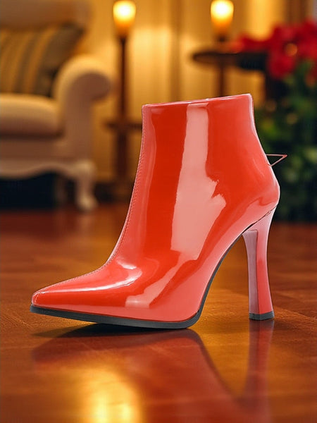 Stiletto Ankle Boots Women's Fur with Faux Gold Lining Heel FashionChic