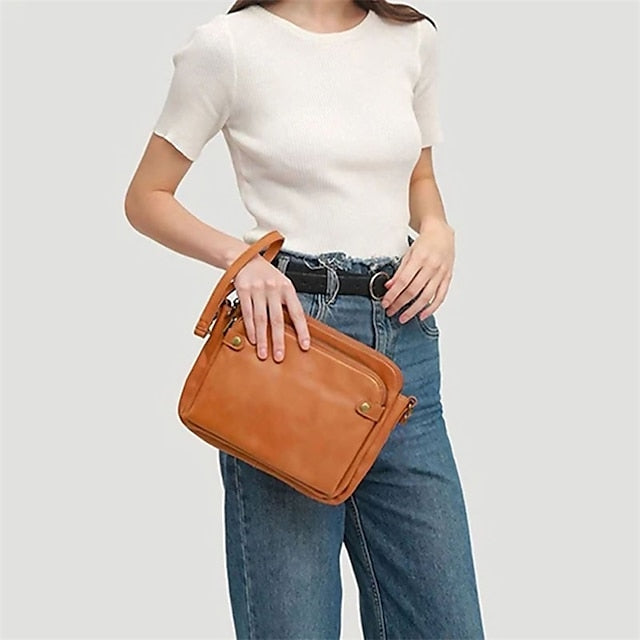 Shoulder Leather Women's Vintage Three-Layer Crossbody FashionChic
