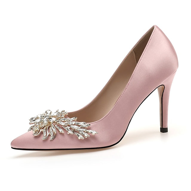 – Rhinestone Women's Heels Pink Satin Elegant High FashionChic