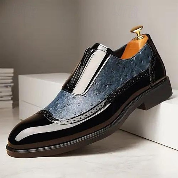 Tan with Men's Patent Formal Shoes Colorblock and Black FashionChic