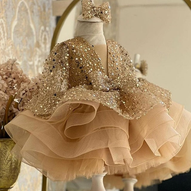 Length 3/4 Girls' Color Sleeve Kids Solid Dress Party FashionChic