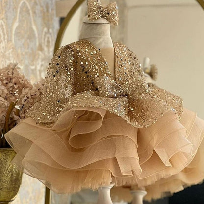 Length 3/4 Girls' Color Sleeve Kids Solid Dress Party FashionChic