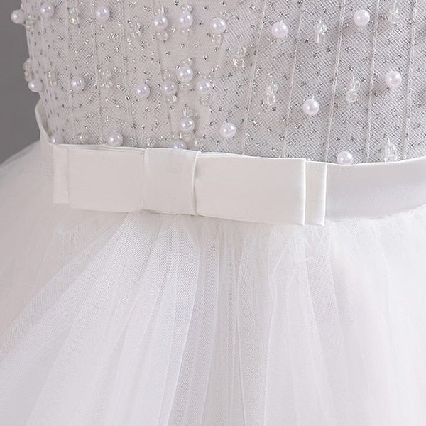 Girls' Dress Party Kids Color Wedding Sleeve Short Solid FashionChic