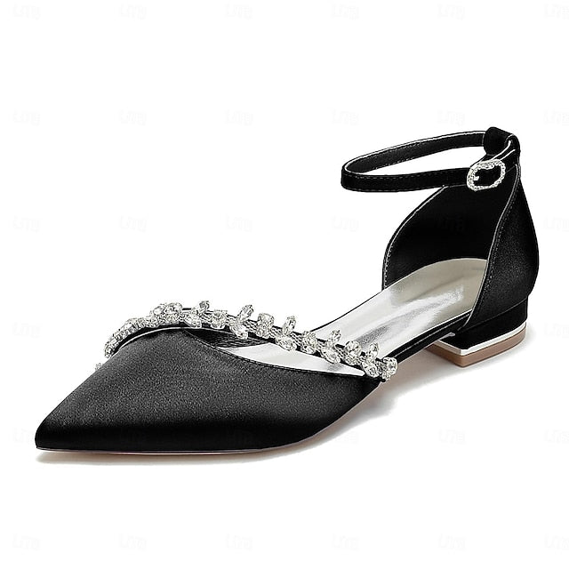 Elegant Pointed Wedding Satin Women's – White Flats Toe FashionChic