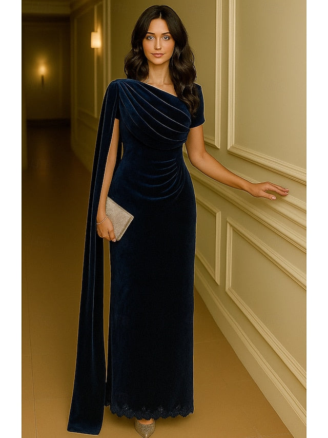 Sheath Column Formal Elegant Blue Gown Dress Evening Black / FashionChic