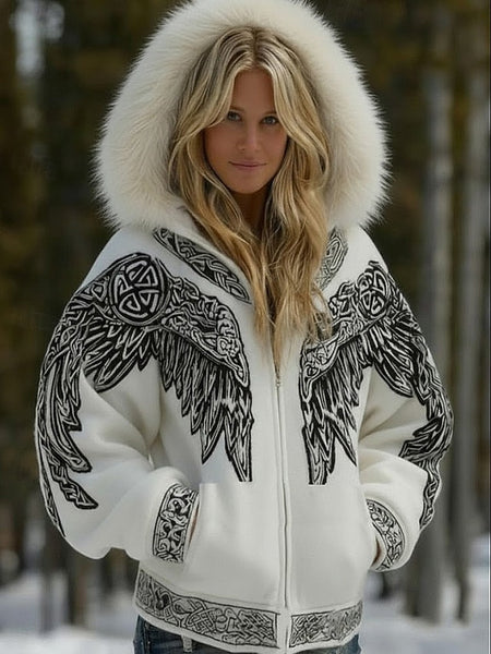 Women's Viking Zip Up Hoodies Graphic Animal Western Ethnic FashionChic