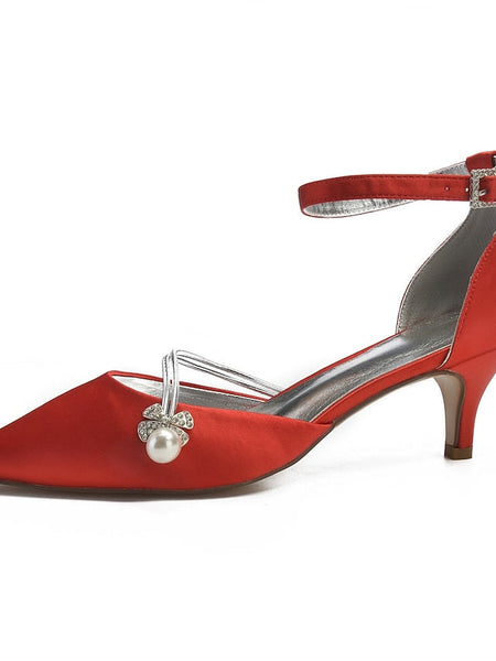 Heels Dark with Kitten and Women's Satin Blue Pearl FashionChic