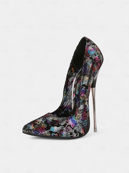 Stiletto Heels High Women's Jacquard Red FashionChic