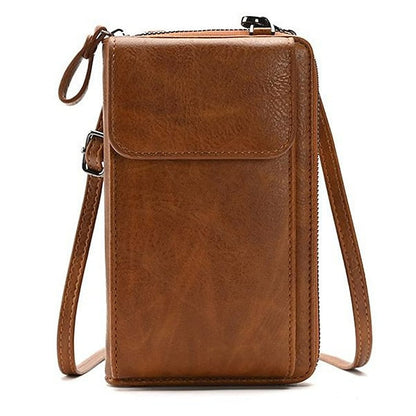 with Zipper Wallet Vintage Faux Crossbody Leather Women's FashionChic