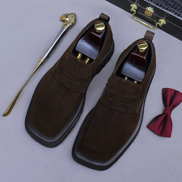 Men's Business Suede Cowhide Loafers -Classic Leather FashionChic