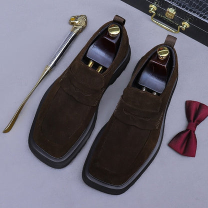 Men's Business Suede Cowhide Loafers -Classic Leather FashionChic