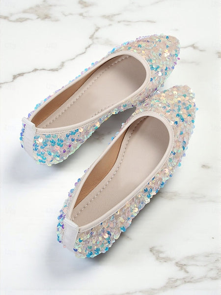 Flats Toe Women's Black Sequin Sparkly - Ballet Pointed FashionChic