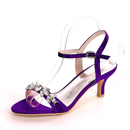 – Sandals Silver Heeled Rhinestone Women's Elegant FashionChic
