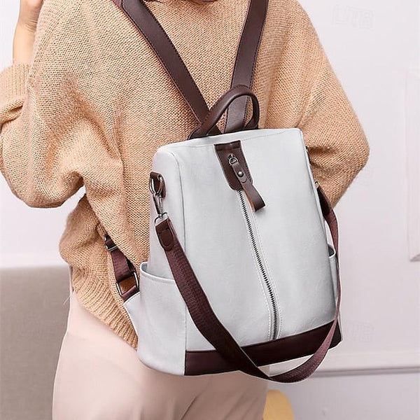 Convertible Backpack Faux Leather Caramel Purse Women's FashionChic