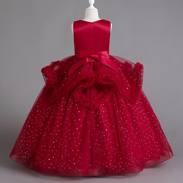 Color Dress Girls' Sleeveless Party Solid Kids Sequin FashionChic