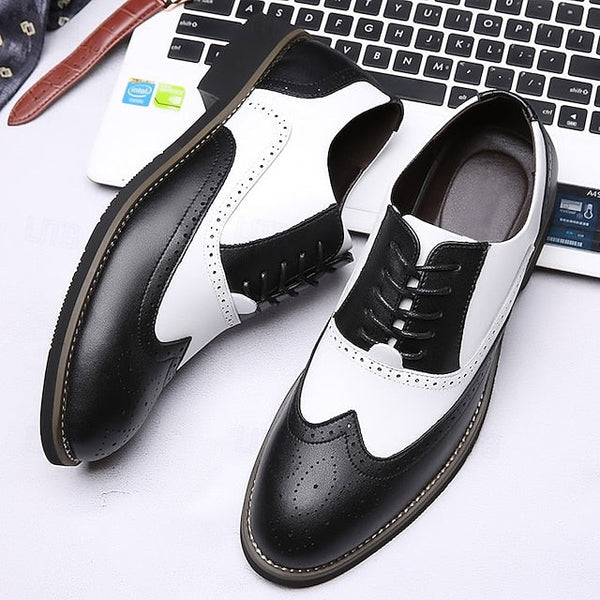 Shoes in Oxford White Two-Tone Brogue Dress Wingtip Men's FashionChic