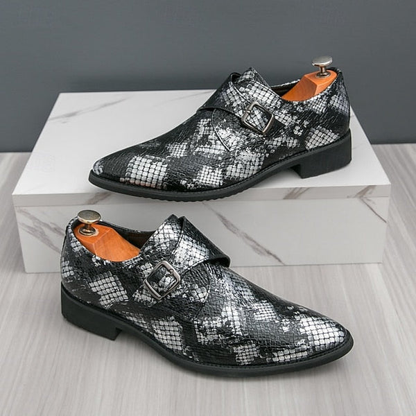 Formal Brown Print Snake Shoes Strap Monk Men Classic – for FashionChic