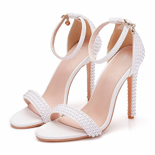 Wedding Elegant Heel High Pearl-Embellished Shoes Women's FashionChic