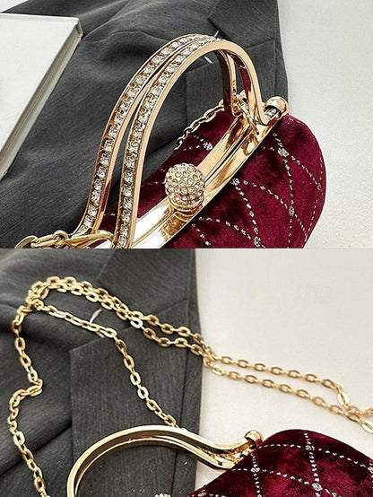 - with Evening Accents Women's Velvet Quilted Diamond Purse FashionChic