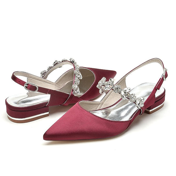 Shoes Wedding Flat Heel Bridal Crystal Women's FashionChic