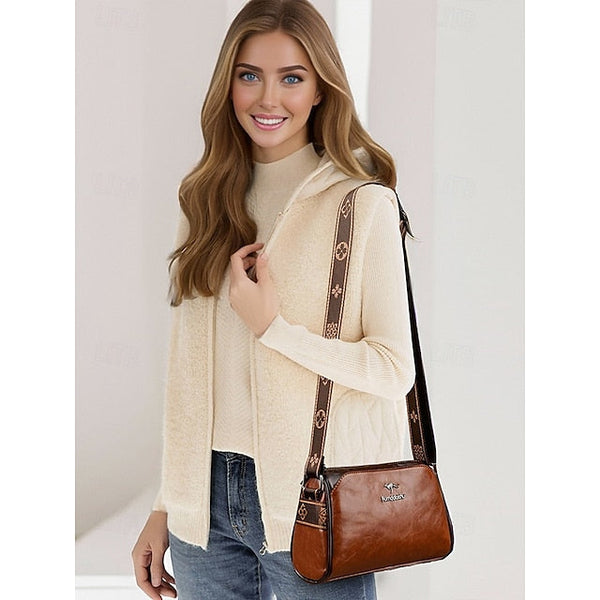 Crossbody Vintage Shoulder Bag – Women's Faux Leather FashionChic