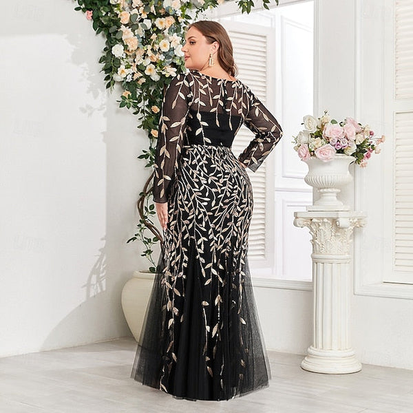 Mermaid Trumpet Floor Length Evening Gown Sparkle Plus Size FashionChic