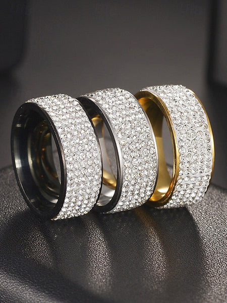 with Pave Band Rings Rhinestone Wide Men's Full FashionChic