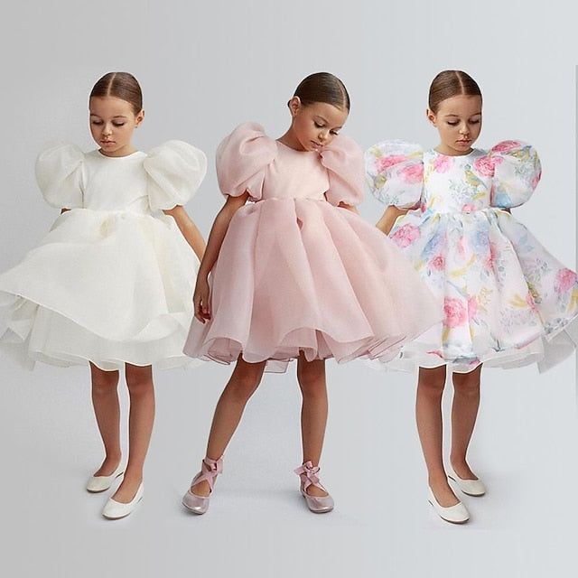 Girl Dress Party Solid Girls' Kids Flower Color FashionChic