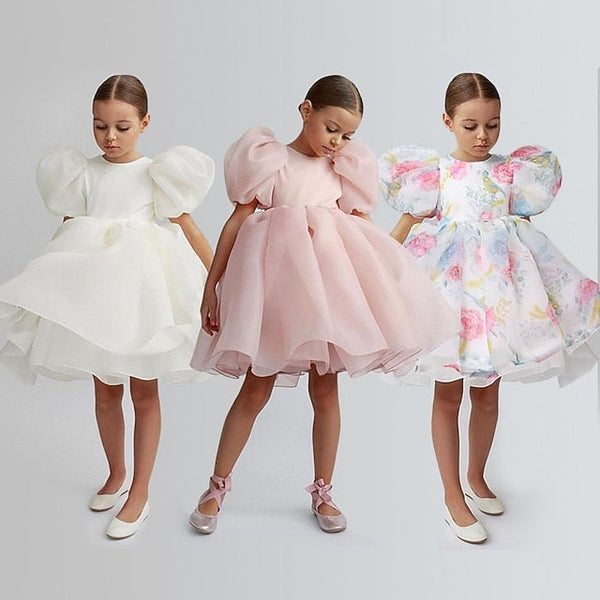 Girl Dress Party Solid Girls' Kids Flower Color FashionChic