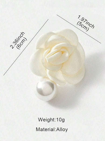 Pearl Elegant Earrings Stud Flower with Faux Drop Women's FashionChic