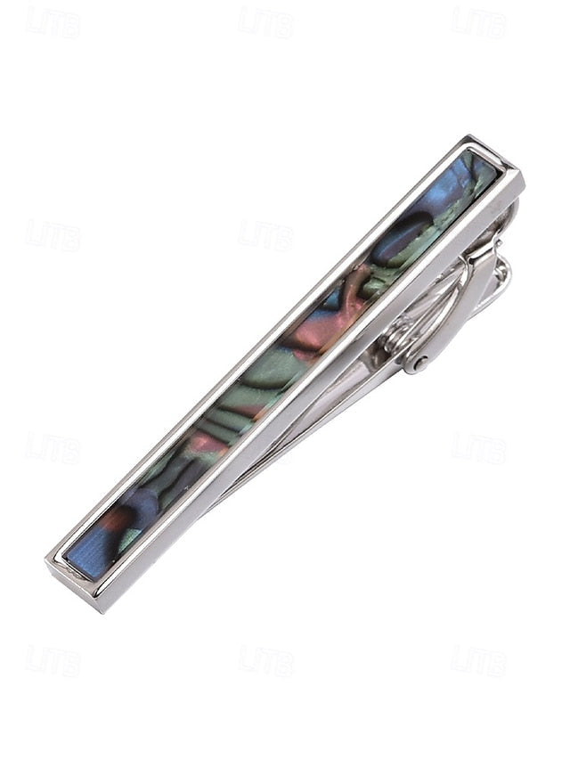 tie with and pearl brass inlaid mother clip of Men's FashionChic