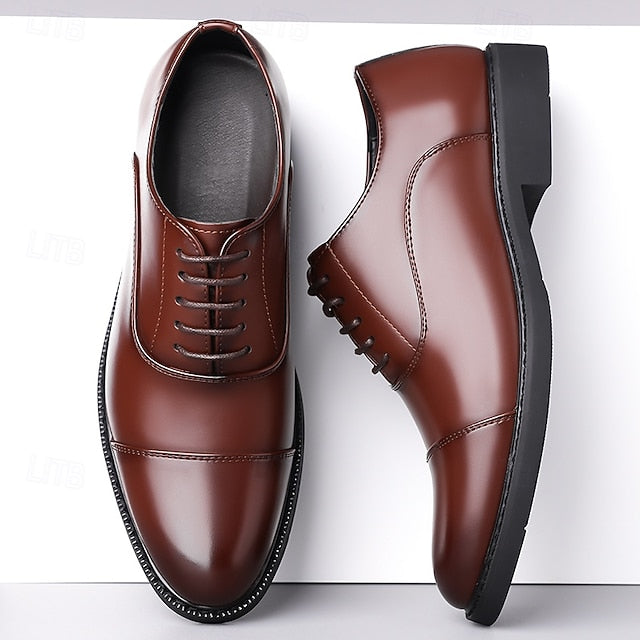 Shoes Dress Brown Oxford Design Cap-Toe Classic Men's – FashionChic