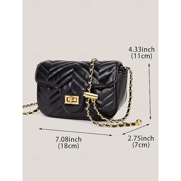 Leather Bag Women's White Crossbody with Gold Elegant Chain FashionChic