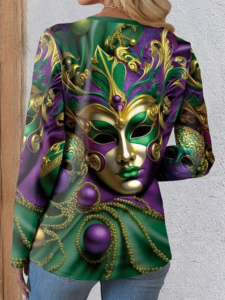 Carnival Women's T shirt Crew Neck Long Sleeve Tunic FashionChic