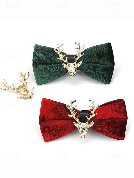 Bow Gold Men's Velvet Pin with Tie Head Deer FashionChic